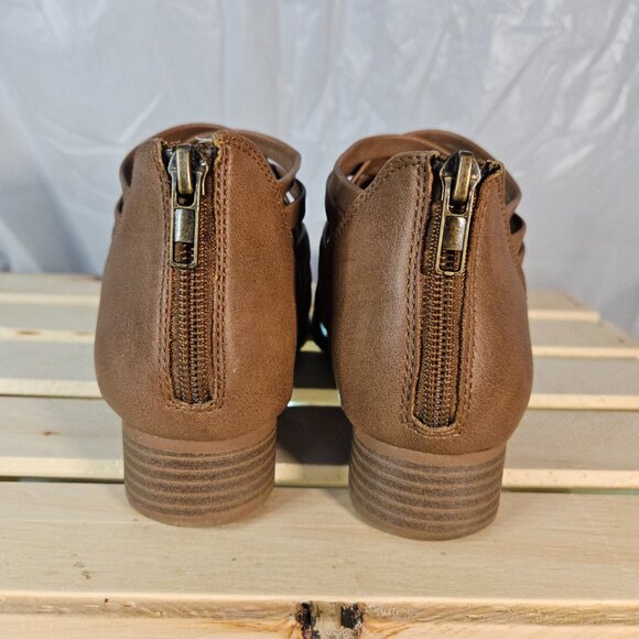 City Classified Strappy Cut-Out Ankle Booties – Brown – Size 6.5 - Picture 5 of 7